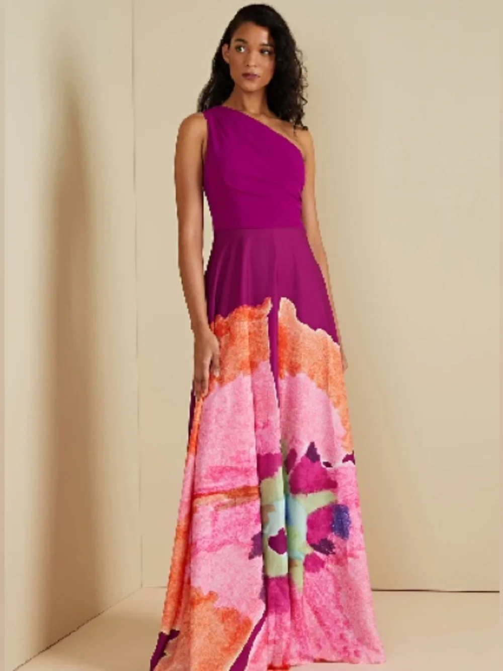 AMUR floral one shoulder gown size 4 - Picture 2 of 16